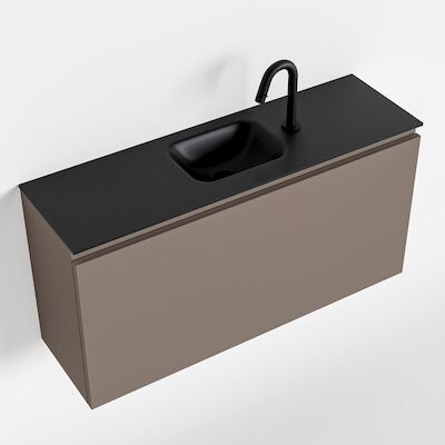 MONDIAZ OLAN 100cm toiletmeubel smoke. LEX wastafel urban midden 1 kraangat