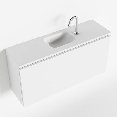 MONDIAZ OLAN 100cm toiletmeubel talc. LEX wastafel talc midden 1 kraangat