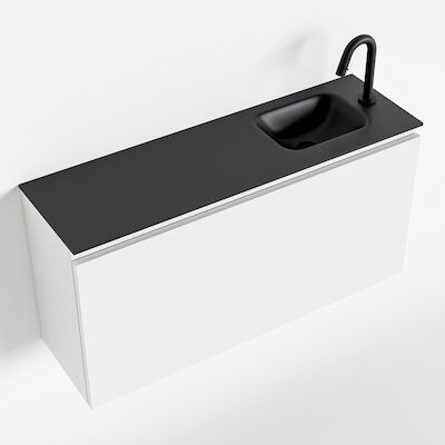 MONDIAZ OLAN 100cm toiletmeubel talc. LEX wastafel urban rechts 1 kraangat