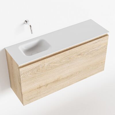 MONDIAZ OLAN 100cm toiletmeubel washed_oak. LEX wastafel talc links geen kraangat
