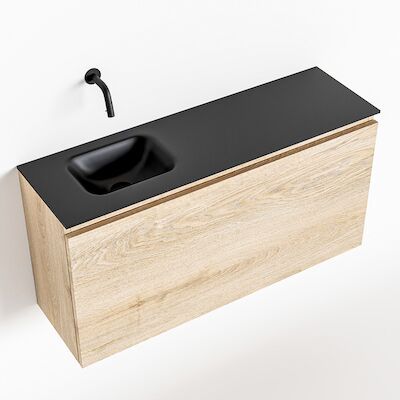 MONDIAZ OLAN 100cm toiletmeubel washed_oak. LEX wastafel urban links geen kraangat