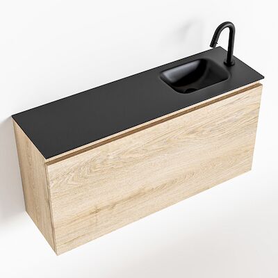 MONDIAZ OLAN 100cm toiletmeubel washed_oak. LEX wastafel urban rechts 1 kraangat