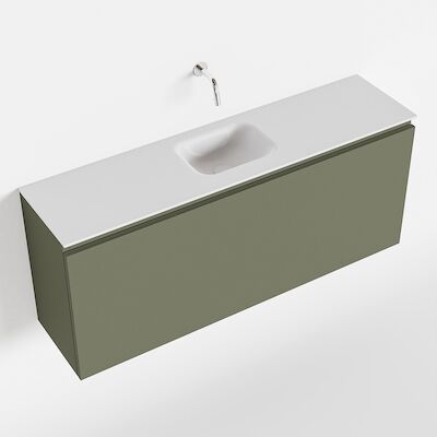 MONDIAZ OLAN 120cm toiletmeubel army. LEX wastafel talc midden geen kraangat