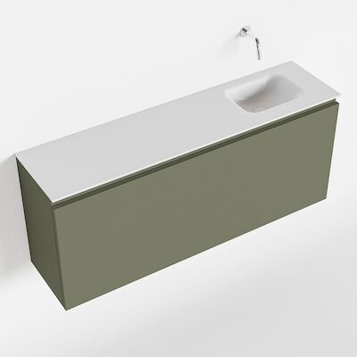 MONDIAZ OLAN 120cm toiletmeubel army. LEX wastafel talc rechts geen kraangat