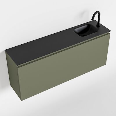 MONDIAZ OLAN 120cm toiletmeubel army. LEX wastafel urban rechts 1 kraangat