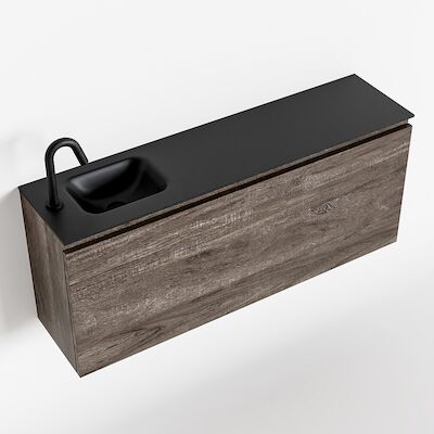 MONDIAZ OLAN 120cm toiletmeubel dark brown. LEX wastafel urban links 1 kraangat