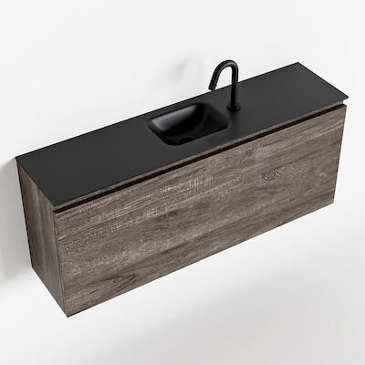 MONDIAZ OLAN 120cm toiletmeubel dark brown. LEX wastafel urban midden 1 kraangat