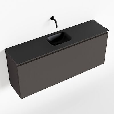 MONDIAZ OLAN 120cm toiletmeubel dark grey. LEX wastafel urban midden geen kraangat