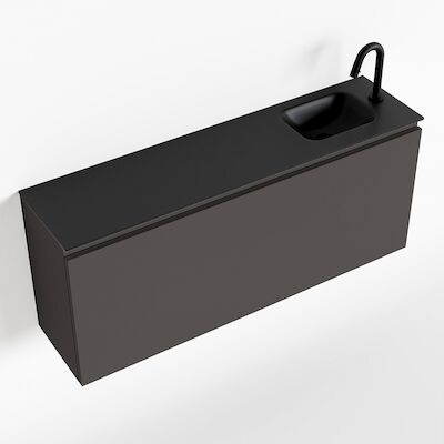 MONDIAZ OLAN 120cm toiletmeubel dark grey. LEX wastafel urban rechts 1 kraangat