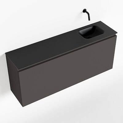 MONDIAZ OLAN 120cm toiletmeubel dark grey. LEX wastafel urban rechts geen kraangat