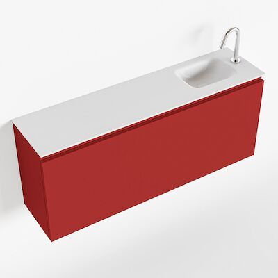 MONDIAZ OLAN 120cm toiletmeubel fire. LEX wastafel talc rechts 1 kraangat