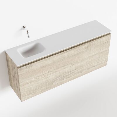 MONDIAZ OLAN 120cm toiletmeubel light brown grey. LEX wastafel talc links geen kraangat