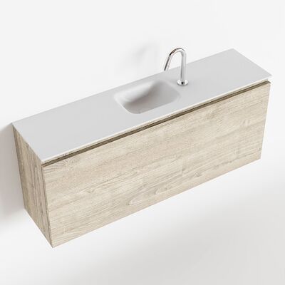 MONDIAZ OLAN 120cm toiletmeubel light brown grey. LEX wastafel talc midden 1 kraangat