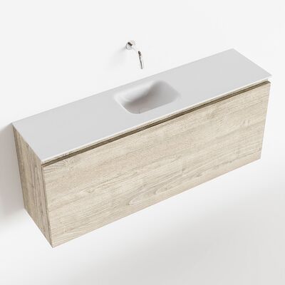 MONDIAZ OLAN 120cm toiletmeubel light brown grey. LEX wastafel talc midden geen kraangat