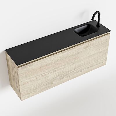 MONDIAZ OLAN 120cm toiletmeubel light brown grey. LEX wastafel urban rechts 1 kraangat