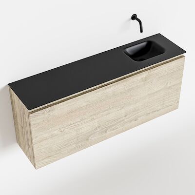 MONDIAZ OLAN 120cm toiletmeubel light brown grey. LEX wastafel urban rechts geen kraangat