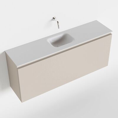 MONDIAZ OLAN 120cm toiletmeubel linen. LEX wastafel talc midden geen kraangat