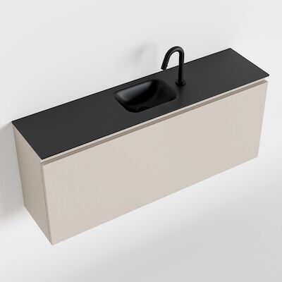 MONDIAZ OLAN 120cm toiletmeubel linen. LEX wastafel urban midden 1 kraangat