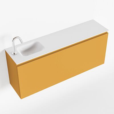 MONDIAZ OLAN 120cm toiletmeubel ocher. LEX wastafel talc links 1 kraangat