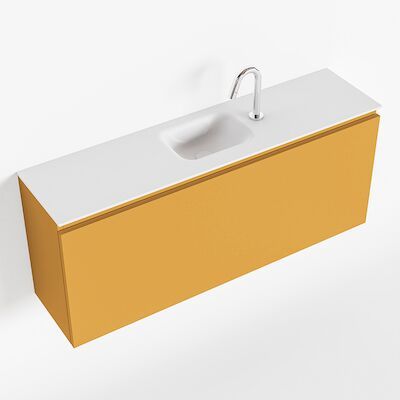 MONDIAZ OLAN 120cm toiletmeubel ocher. LEX wastafel talc midden 1 kraangat
