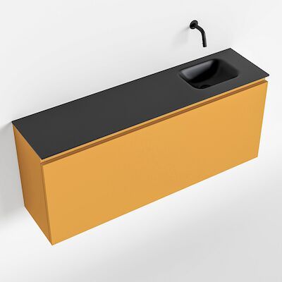 MONDIAZ OLAN 120cm toiletmeubel ocher. LEX wastafel urban rechts geen kraangat