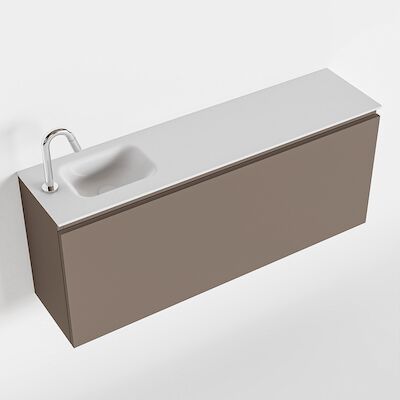 MONDIAZ OLAN 120cm toiletmeubel smoke. LEX wastafel talc links 1 kraangat