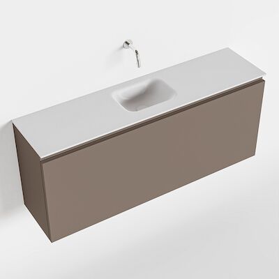 MONDIAZ OLAN 120cm toiletmeubel smoke. LEX wastafel talc midden geen kraangat