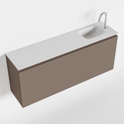 MONDIAZ OLAN 120cm toiletmeubel smoke. LEX wastafel talc rechts 1 kraangat