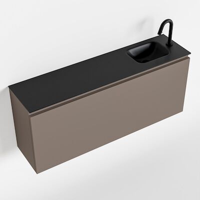 MONDIAZ OLAN 120cm toiletmeubel smoke. LEX wastafel urban rechts 1 kraangat