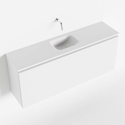 MONDIAZ OLAN 120cm toiletmeubel talc. LEX wastafel talc midden geen kraangat