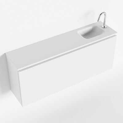 MONDIAZ OLAN 120cm toiletmeubel talc. LEX wastafel talc rechts 1 kraangat