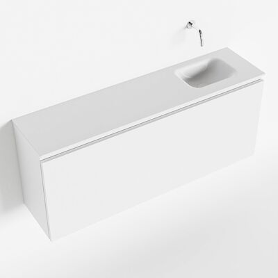 MONDIAZ OLAN 120cm toiletmeubel talc. LEX wastafel talc rechts geen kraangat