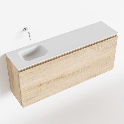 MONDIAZ OLAN 120cm toiletmeubel washed_oak. LEX wastafel talc links geen kraangat