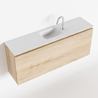 MONDIAZ OLAN 120cm toiletmeubel washed_oak. LEX wastafel talc midden 1 kraangat