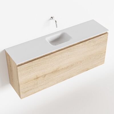 MONDIAZ OLAN 120cm toiletmeubel washed_oak. LEX wastafel talc midden geen kraangat