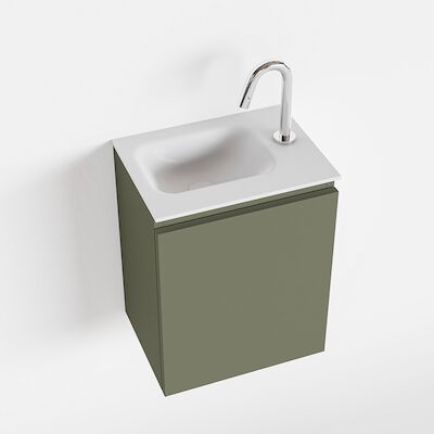 MONDIAZ OLAN 40cm toiletmeubel army. LEX wastafel talc links 1 kraangat