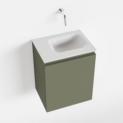 MONDIAZ OLAN 40cm toiletmeubel army. LEX wastafel talc rechts geen kraangat