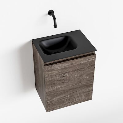 MONDIAZ OLAN 40cm toiletmeubel dark brown. LEX wastafel urban links geen kraangat