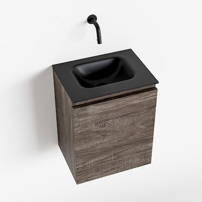 MONDIAZ OLAN 40cm toiletmeubel dark brown. LEX wastafel urban midden geen kraangat