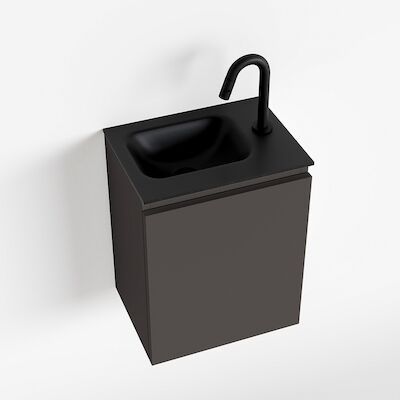 MONDIAZ OLAN 40cm toiletmeubel dark grey. LEX wastafel urban links 1 kraangat
