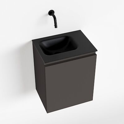 MONDIAZ OLAN 40cm toiletmeubel dark grey. LEX wastafel urban links geen kraangat