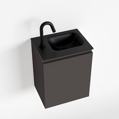 MONDIAZ OLAN 40cm toiletmeubel dark grey. LEX wastafel urban rechts 1 kraangat
