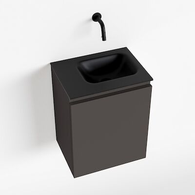 MONDIAZ OLAN 40cm toiletmeubel dark grey. LEX wastafel urban rechts geen kraangat