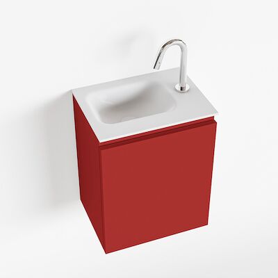 MONDIAZ OLAN 40cm toiletmeubel fire. LEX wastafel talc links 1 kraangat