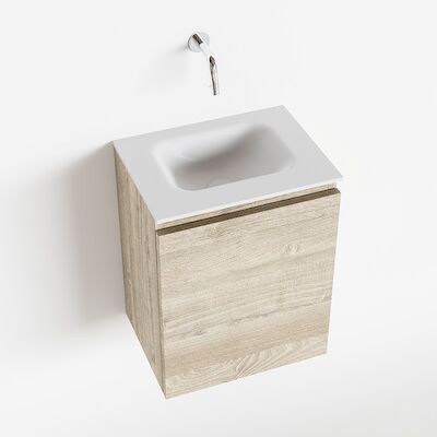MONDIAZ OLAN 40cm toiletmeubel light brown grey. LEX wastafel talc midden geen kraangat