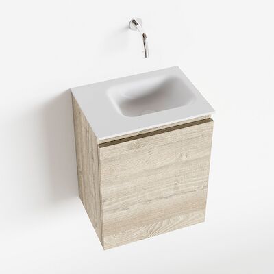 MONDIAZ OLAN 40cm toiletmeubel light brown grey. LEX wastafel talc rechts geen kraangat