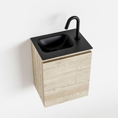 MONDIAZ OLAN 40cm toiletmeubel light brown grey. LEX wastafel urban links 1 kraangat