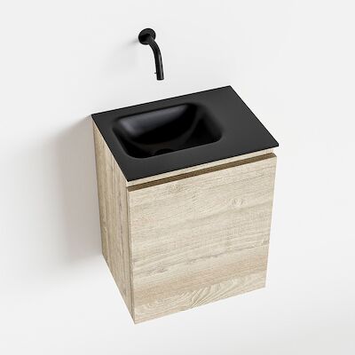 MONDIAZ OLAN 40cm toiletmeubel light brown grey. LEX wastafel urban links geen kraangat