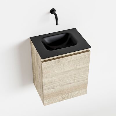 MONDIAZ OLAN 40cm toiletmeubel light brown grey. LEX wastafel urban midden geen kraangat