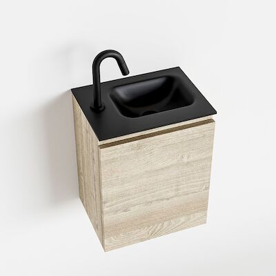 MONDIAZ OLAN 40cm toiletmeubel light brown grey. LEX wastafel urban rechts 1 kraangat